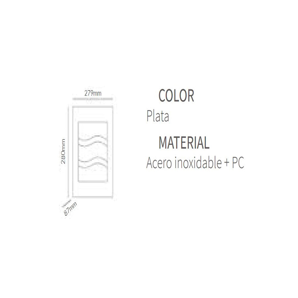 LUMINARIO INCANDESC. COLOR PLATA CON ONDAS MURO EXTERIOR DESCUBIERTO 127V 50-60HZ BMS-062S2