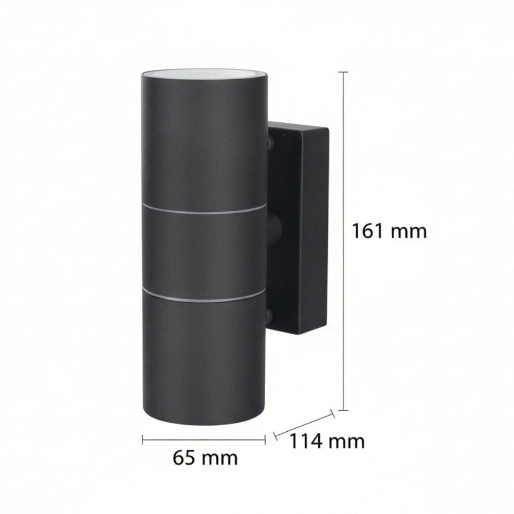 LUMINARIO INCANDESC. MURO EXTERIOR CUBIERTO 127V 50-60 HZ 2XGU10 NEGRO TECNOLED