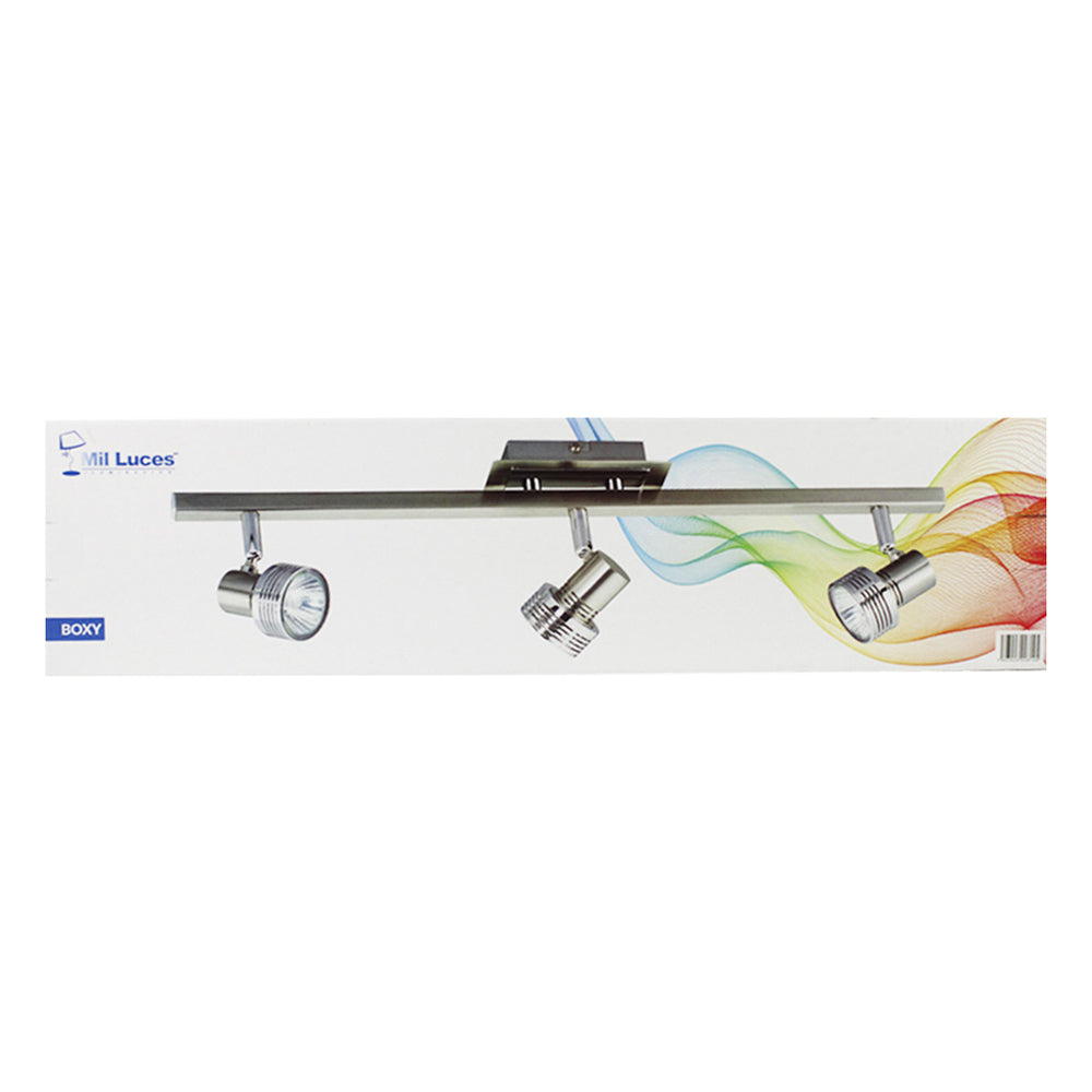 LUMINARIA METALICA BASE CUADRADA SATIN DIRIGIBLE P/3 FOCOS GU10 MEDIO GIRO