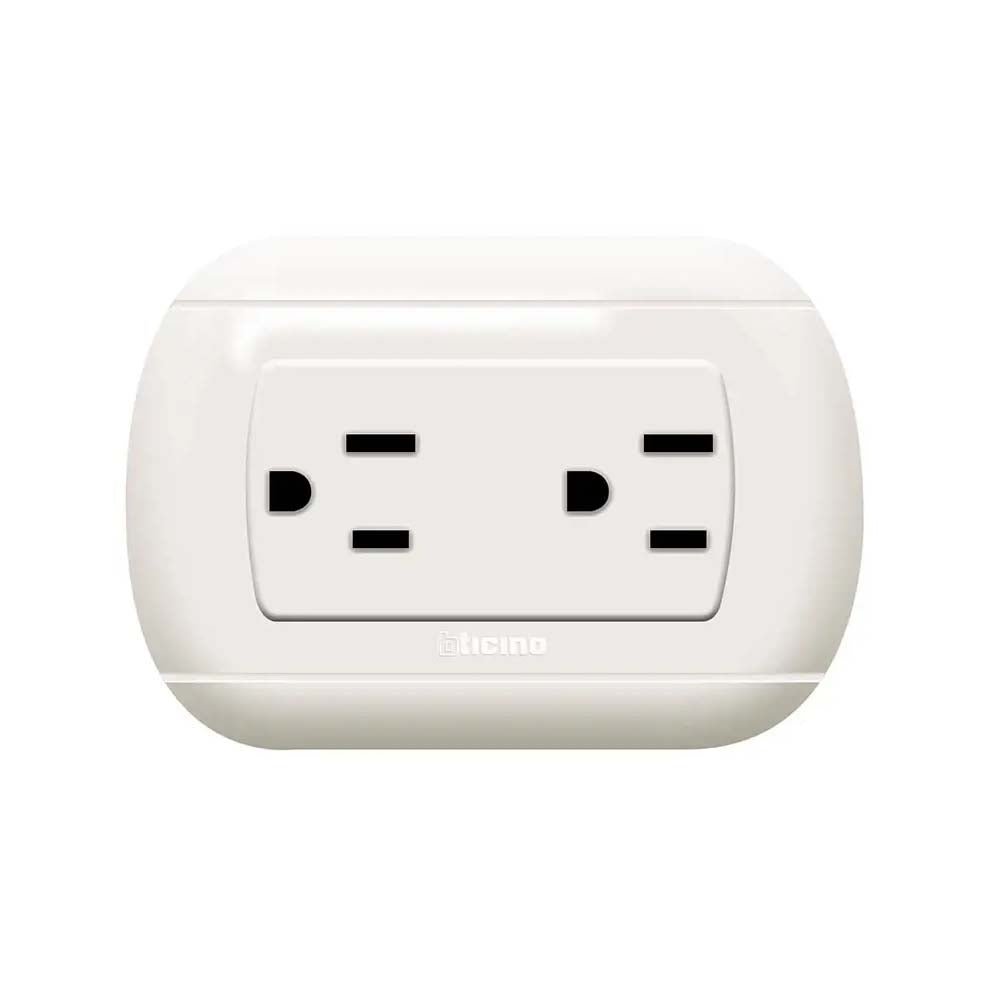 TOMACORRIENTE DUPLEX 2P+T OVAL P38 BTICINO