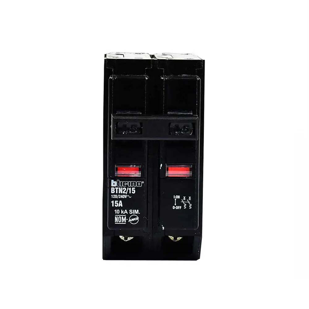 ITM 2X15A 120/240V 10KA ENCHUFABLE BTPLUG BTICINO BTN2/15 *** OFRECER QO215 O MX:D215EE ***