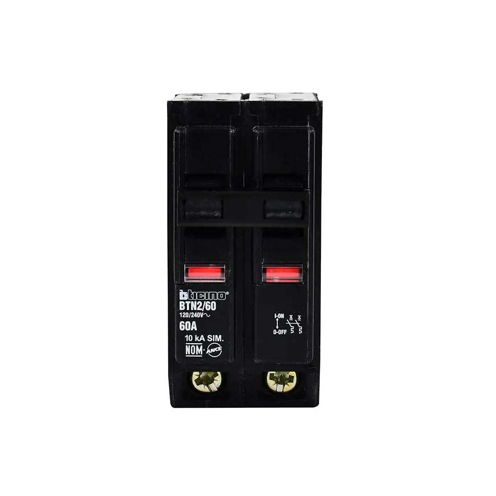 ITM 2X60A 120/240V 10KA ENCHUFABLE BTPLUG BTICINO BTN2/60 *** OFRECER QO260 O MX:D260EE ***