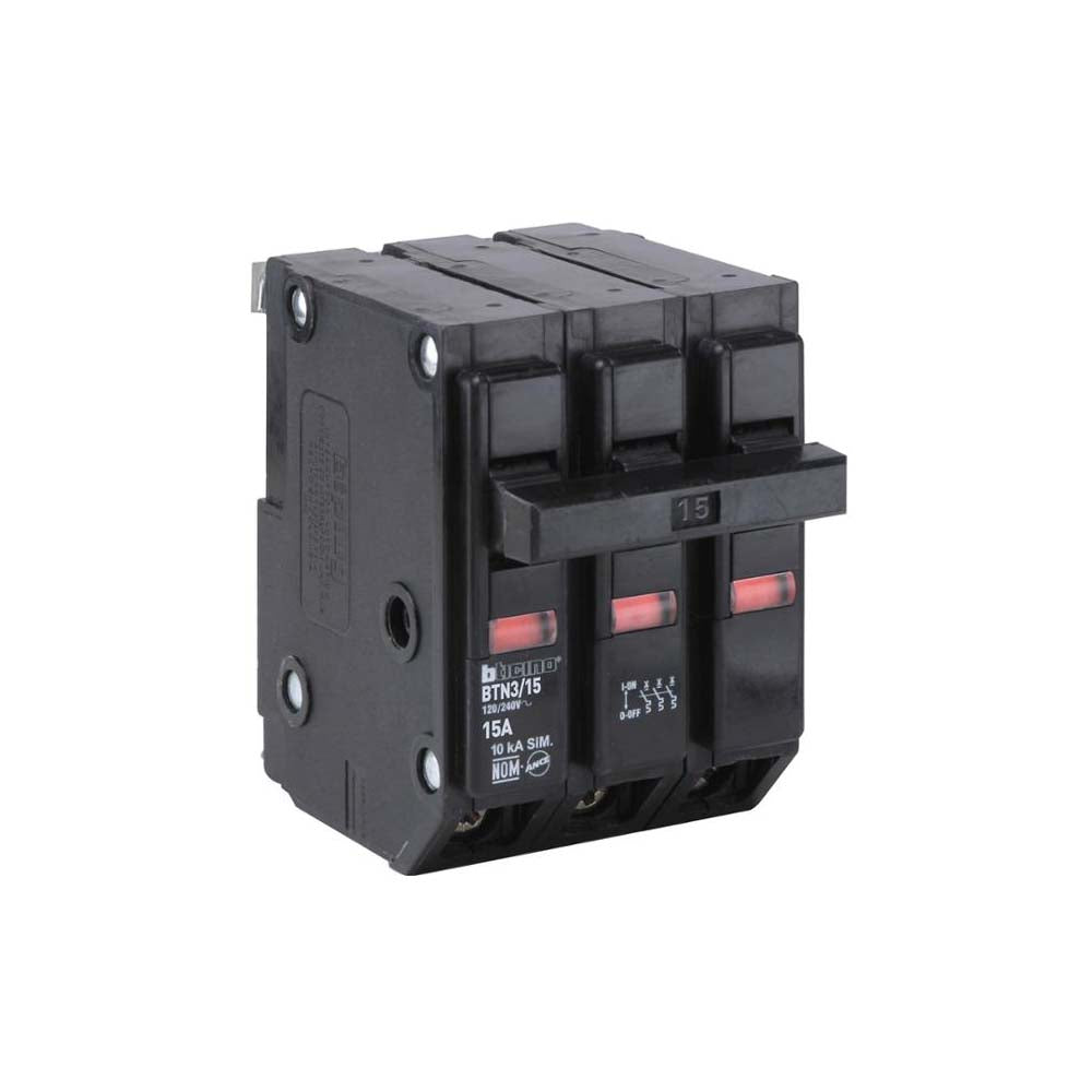 ITM 3X15A 120/240V 10KA ENCHUFABLE BTPLUG BTICINO BTN3/15 *** OFRECER QO315 ***