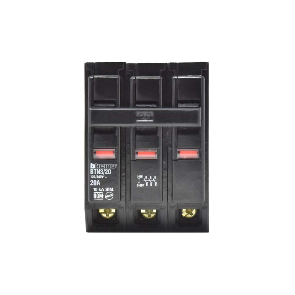 ITM 3X20A 120/240V 10KA ENCHUFABLE BTPLUG BTICINO BTN3/20 *** OFRECER QO320 ***
