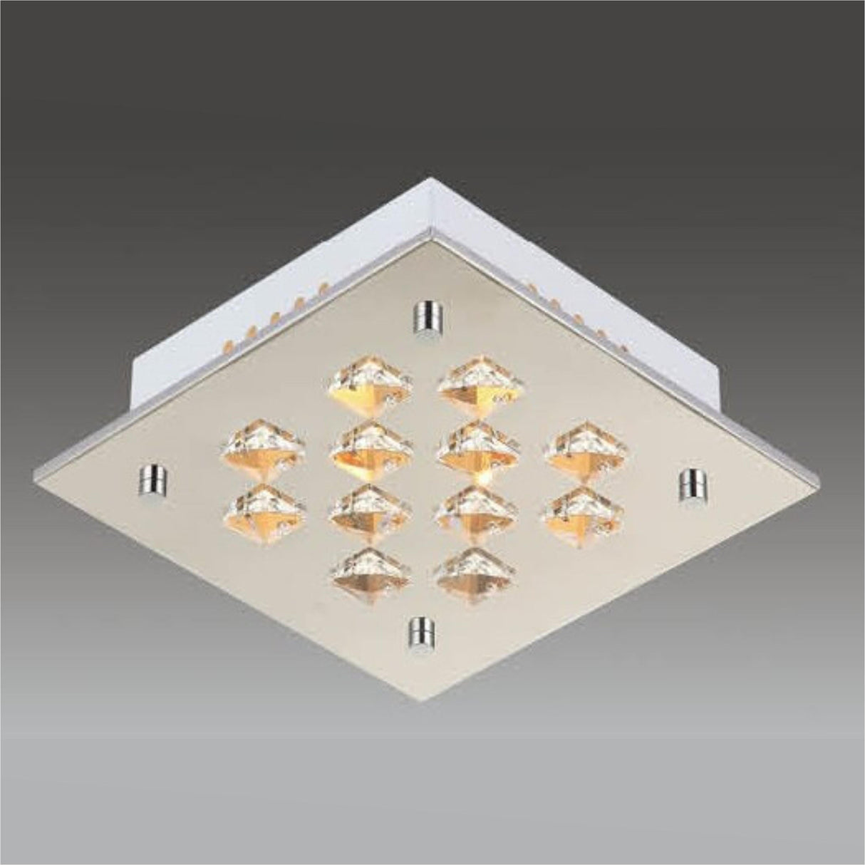 PLAFON 20X20 CROMO/CRISTAL CORTADO1 FOCO E-14 MCA LUZ VIC *** HASTA AGOTAR 2022 ***