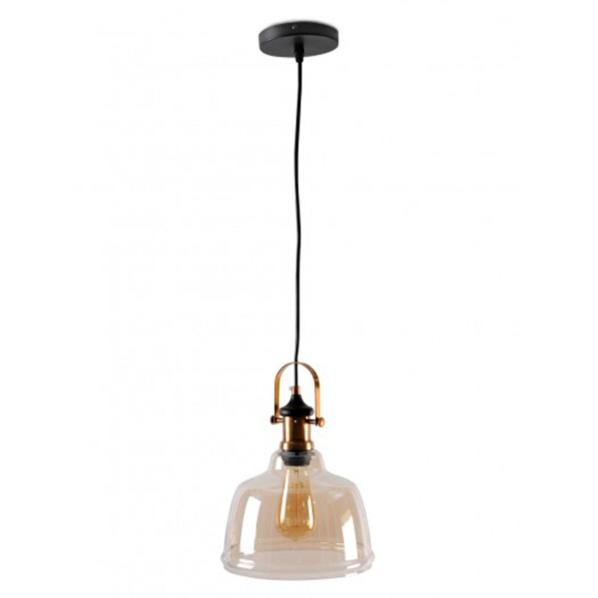 LUMINARIO COLGANTE 40W MAX E27 AMBAR Y LATON CALUX