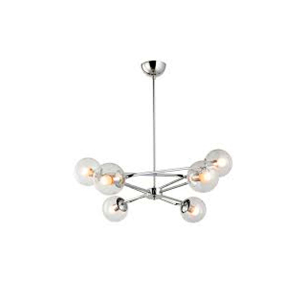 LUMINARIA SUSPENDIDA PARA TECHO 6L CROMO 240V 127V E27 *NO INCLUYE FOCOS*