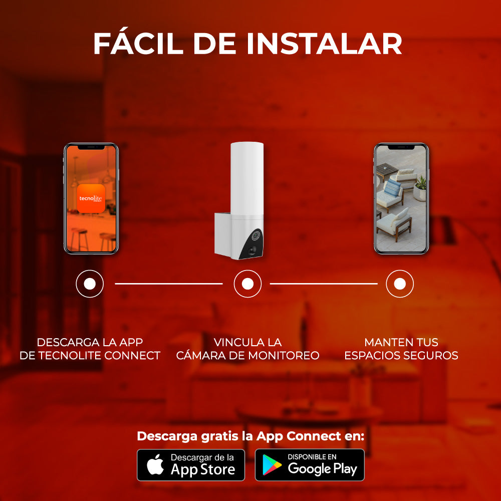 CAMARA DE MONITOREO EXTERIOR 300 CON LAMPARA INTELIGENTE WIFI 20 W VISION NOCTURNA COMPATIBLE CON APP MOVIL Y ASISTENTES DE VOZ