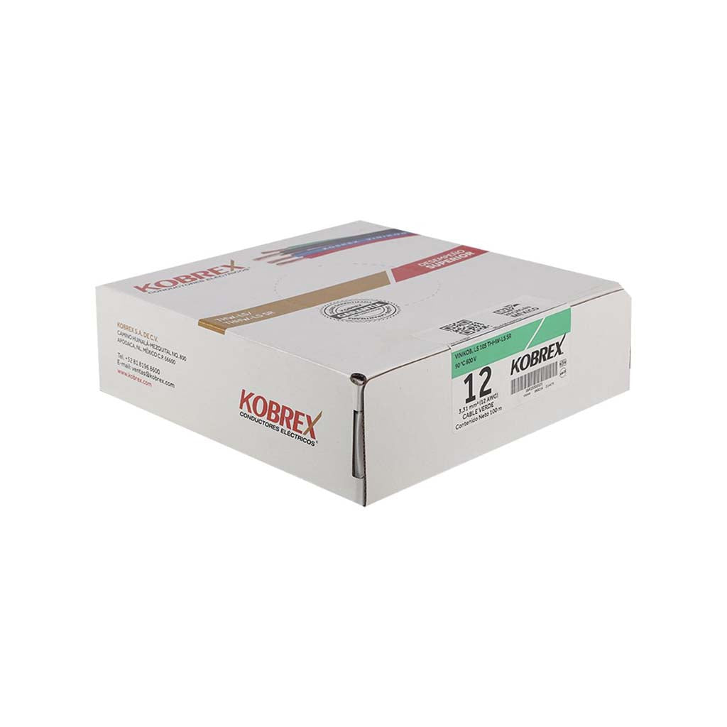 CABLE THW CAL. 12 VERDE ANTIFLAMA CAJA KOBREX