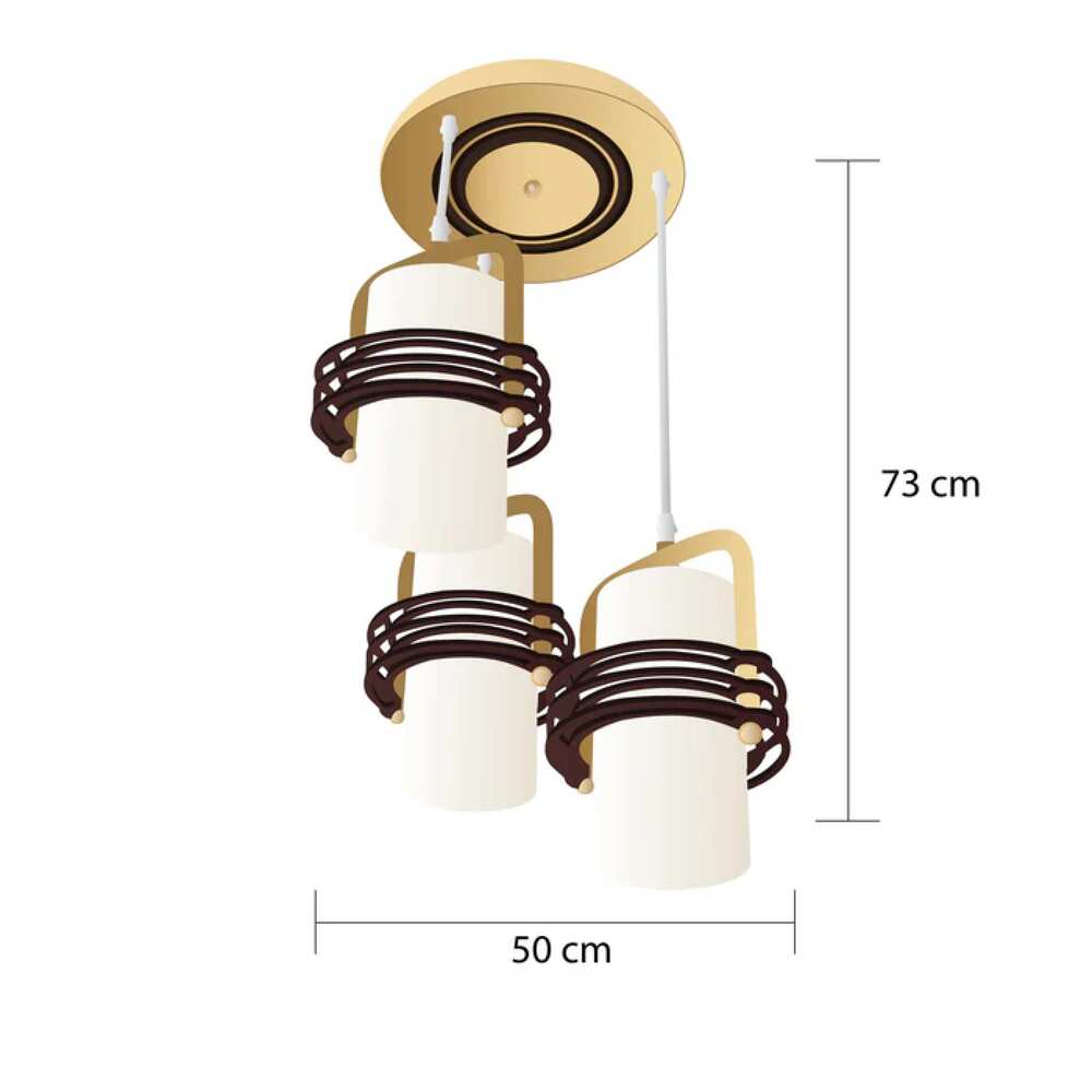 COLGANTE PARA TECHOBASE DE METAL COLOR DORADO/ PANTALLAS DE CRISTAL P/3 FOCOS CLT-807-003 AGABIA 003