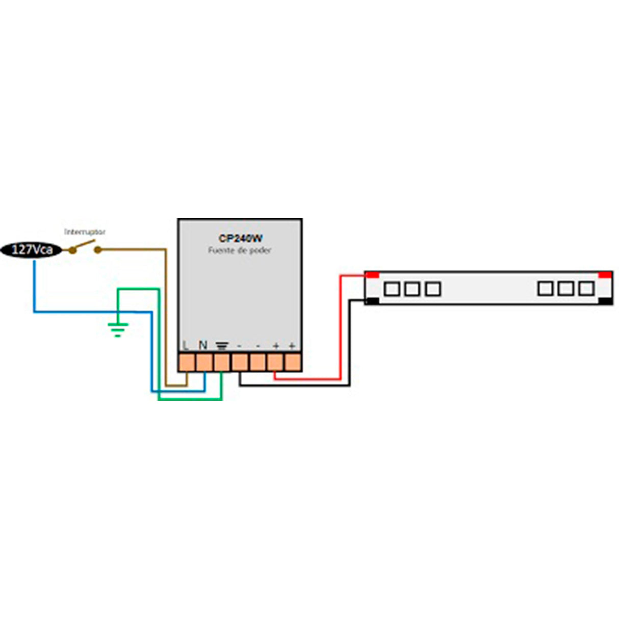 FUENTE DE ALIMENTACION CONMUTADA P/TIRA EXTRAPLANA LED 192W ENTRADA 110-220V CA SALIDA 24V CC PROTECCION IP20 ILUMILEDS
