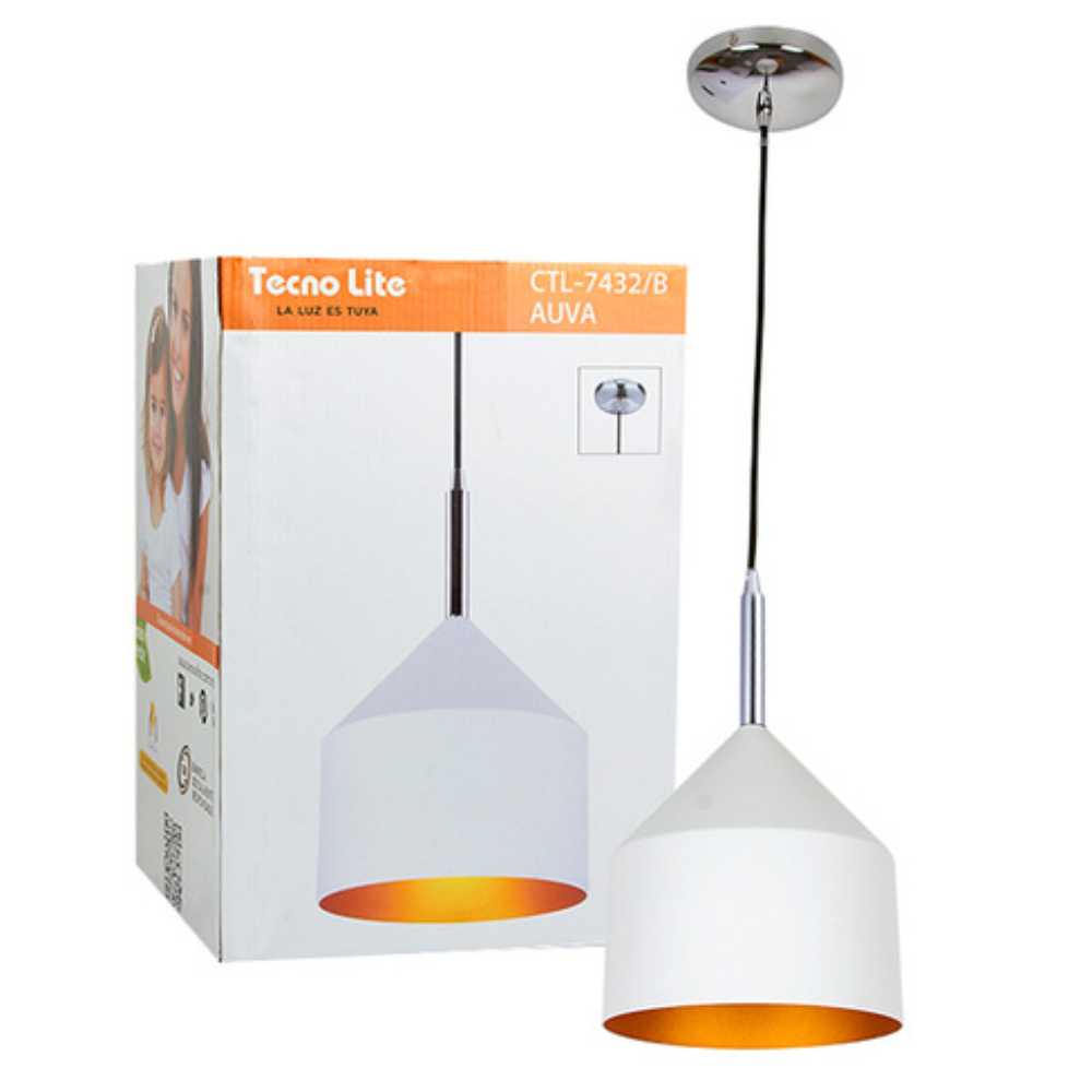 LÁMPARA DE INTERIOR PARA SUSPENDER AUVA TECNOLITE BASE E27 BLANCO