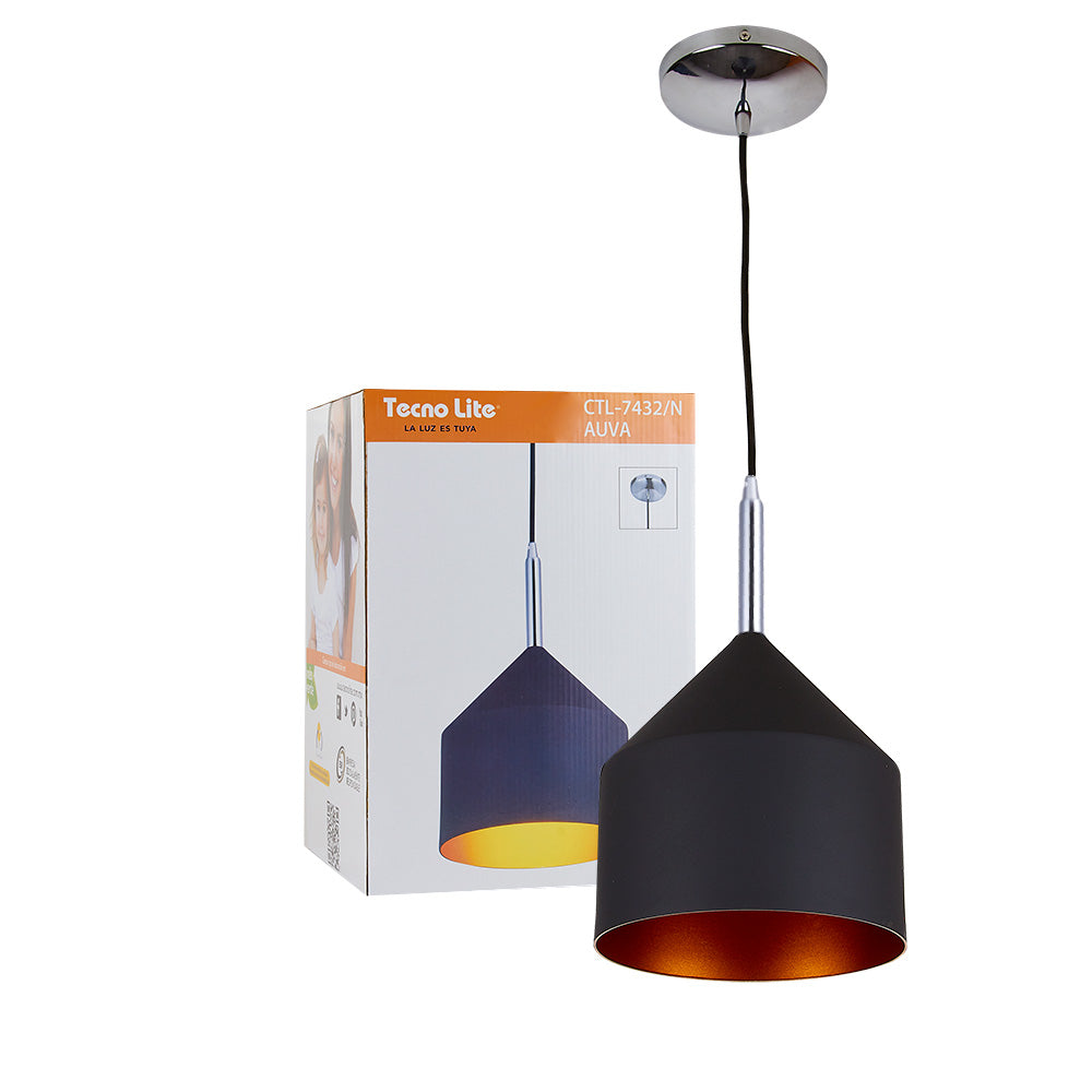 LÁMPARA DE INTERIOR PARA SUSPENDER AUVA TECNOLITE BASE E27 NEGRO