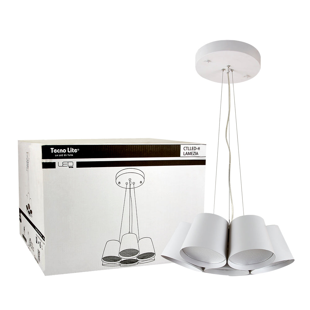 LUMINARIO SUSPENDIDO INTERIOR LED 5.5W/100-240V. ACERO BLANCO LAMEZIA IV *** PRODUCTOS CON EXISTENCIA NAVE 7 ***
