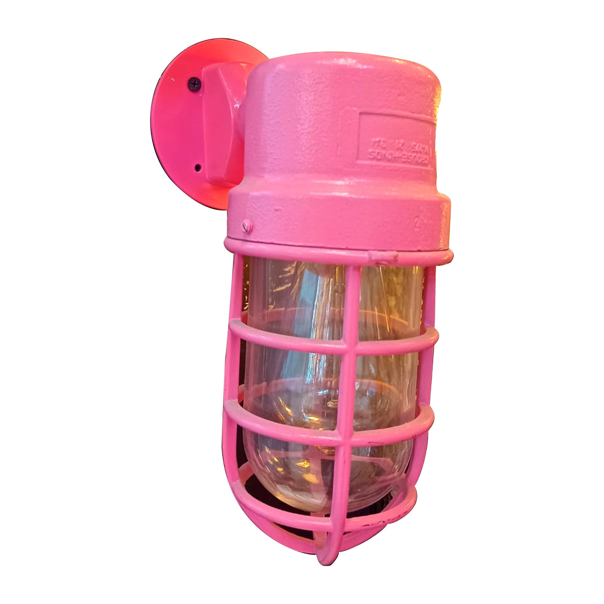 LUMINARIA A PBA. EXPLOSION 1/2" V-1200 S/GLOBO Y GUARDA DOMEX ROSA *** VINTAGE *** *** HAE ***