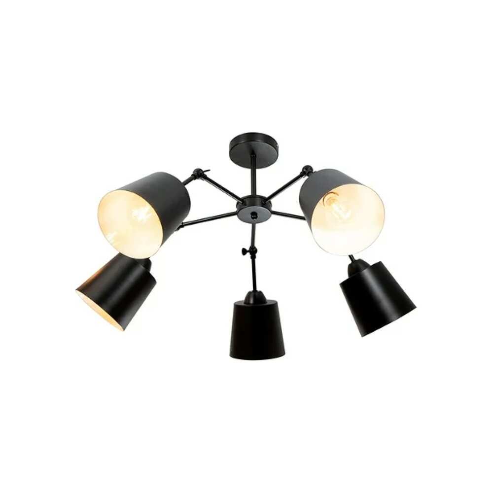 LUMINARIA METALICA NEGRA BRAZOS DIRIGIBLES AJUSTABLES P/5 FOCOS E27