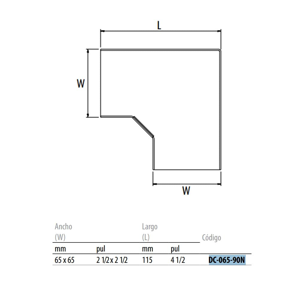 CODO 90 P/DUCTO 6.5X6.5CMS. GRIS MACSE *** OFRECER LD290LM ***