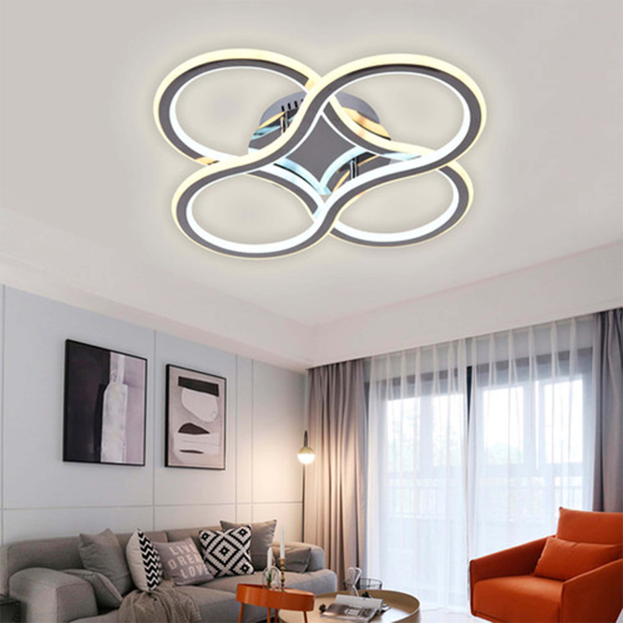 LAMPARA DE TECHO PLAFON LED DEJAVU 88W CONTROL REMOTO C/DIMMER INT Y TEMP COLOR + 3 CAMBIOS DE LUZ CROMO