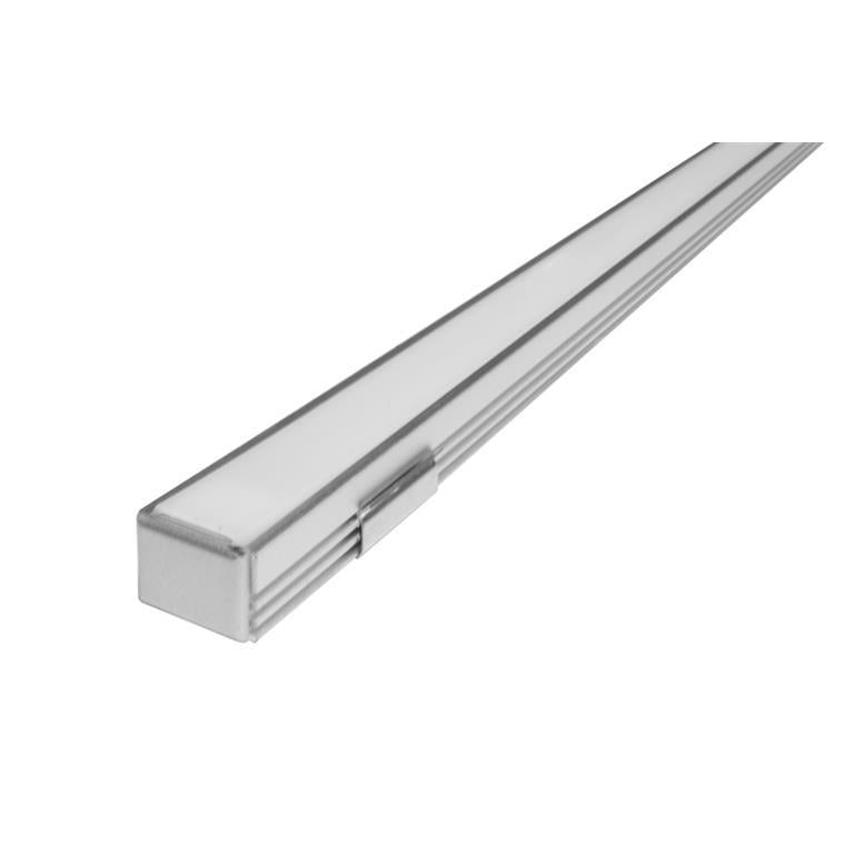 KIT PERFIL P/TIRA EXTRAPLANA LED S/CEJA (PERFIL RECT ALUM 2M + MICA DIFUSA 2M + 2 TAPAS LAT + 2 GRAPAS DE EMP/SOB IP20) ILUMILEDS