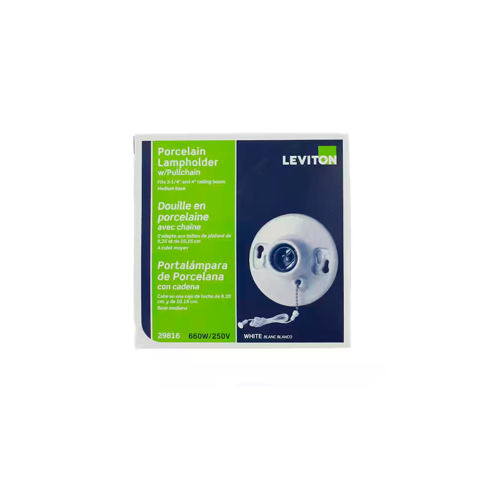 PORTALAMPARA PORCELANA C/APAGADOR 29816-00C LEVITON