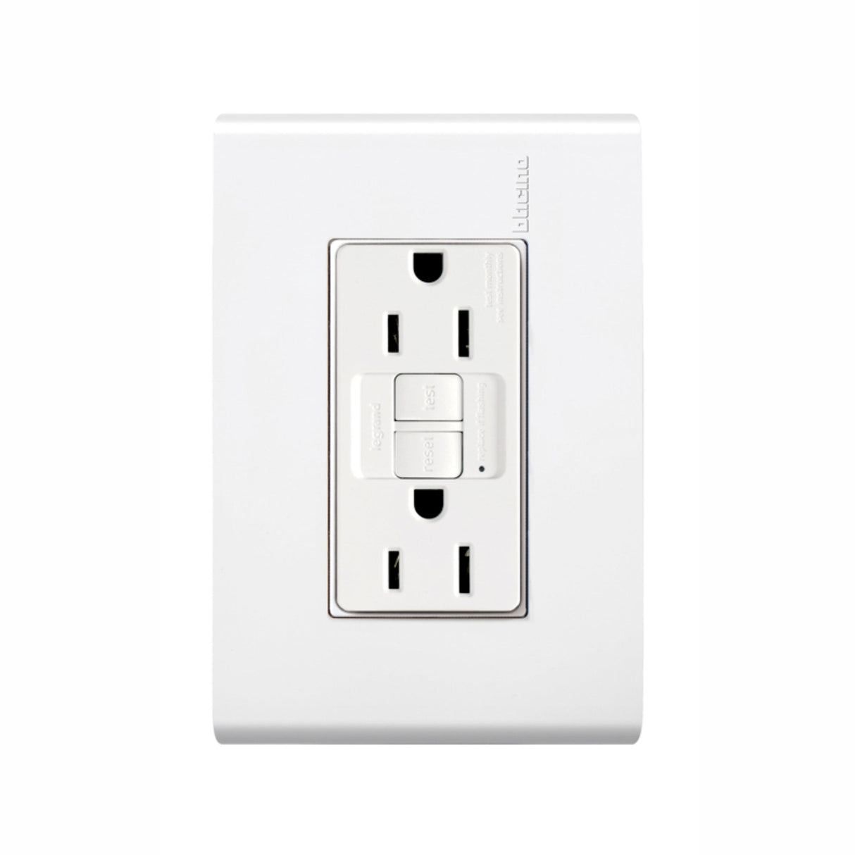 TOMACORRIENTE DUPLEX CON INTERRUPTOR CIRCUITO FALLA A TIERRA 15A, 127V CON PLACA BCA. RESTYLE