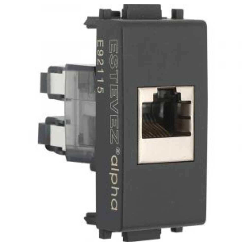 TOMA DE CÓMPUTO ESTEVEZ ALPHA DE 8 HILOS RJ45 NEGRO