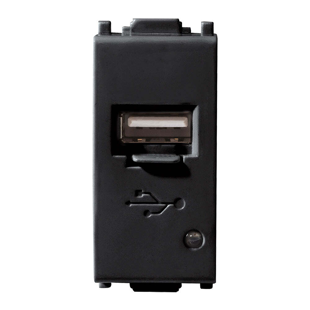 TOMA CARGADOR USB 1.5A 1 MOD BLACK ***HAE2025***