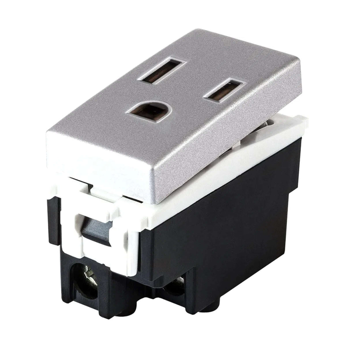 CONTACTO ESTEVEZ ALPHA 2 POLOS CON TIERRA 1 MÓDULO PLATA