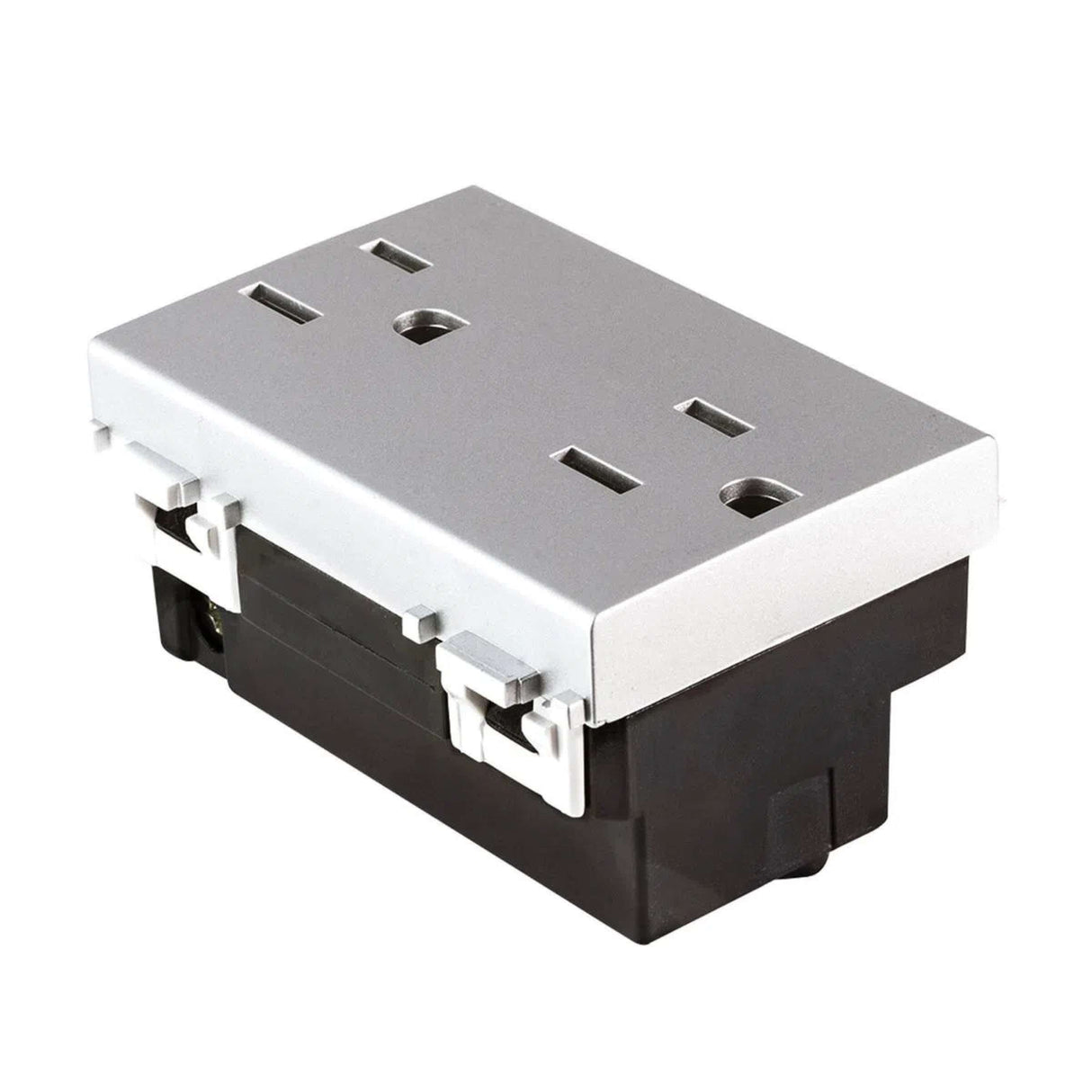 CONTACTO DÚPLEX ESTEVEZ ALPHA 2 POLOS CON TIERRA 3 MÓDULOS PLATA