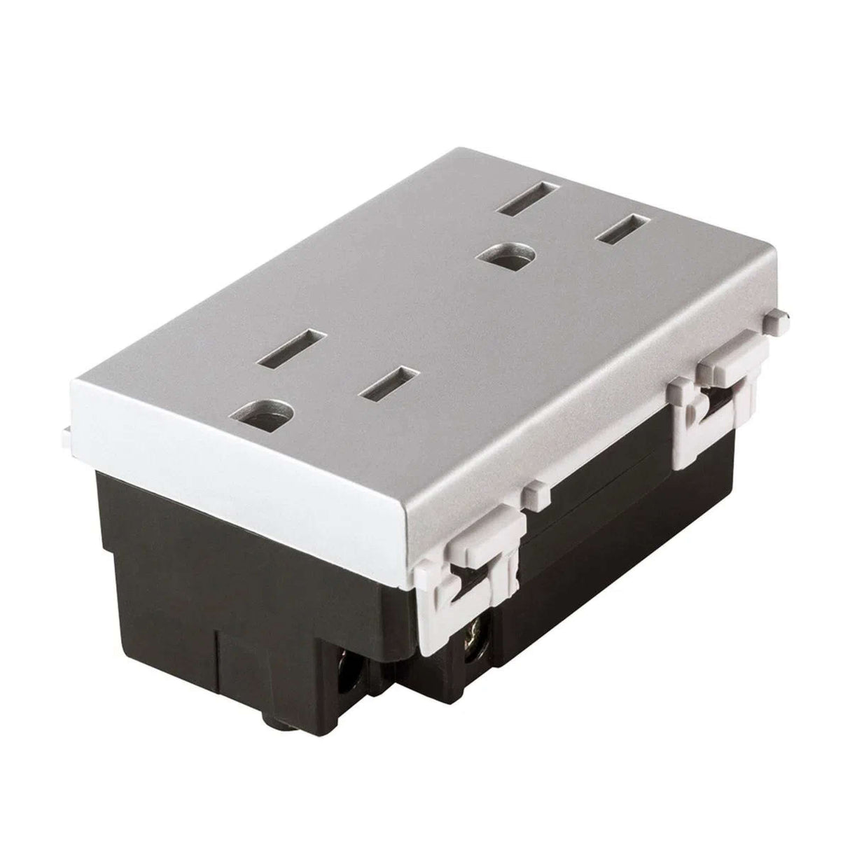 CONTACTO DÚPLEX ESTEVEZ ALPHA 2 POLOS CON TIERRA 3 MÓDULOS PLATA