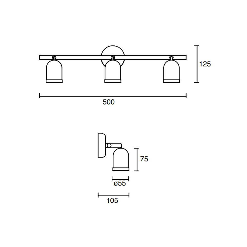 LUMINARIA PARA SOBREPONER ESTEVEZ IDEA RIEL CON TRES CABEZALES BASE GU10 ***HAE2025***