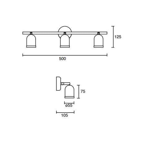 LUMINARIA PARA SOBREPONER ESTEVEZ IDEA RIEL CON TRES CABEZALES BASE GU10 ***HAE2025***
