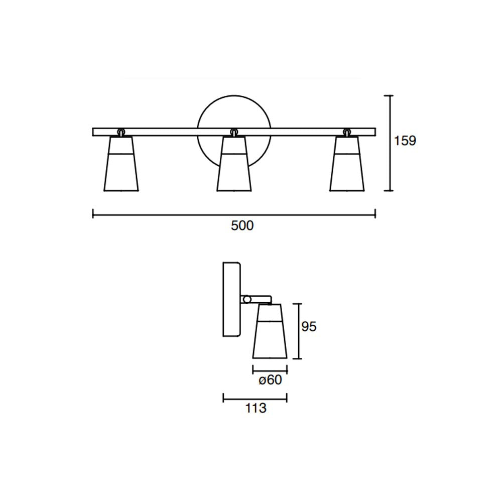 LUMINARIA PARA SOBREPONER ESTEVEZ VITRO RIEL CON TRES CABEZALES LUZ CÁLIDA CROMO ***HAE2025***