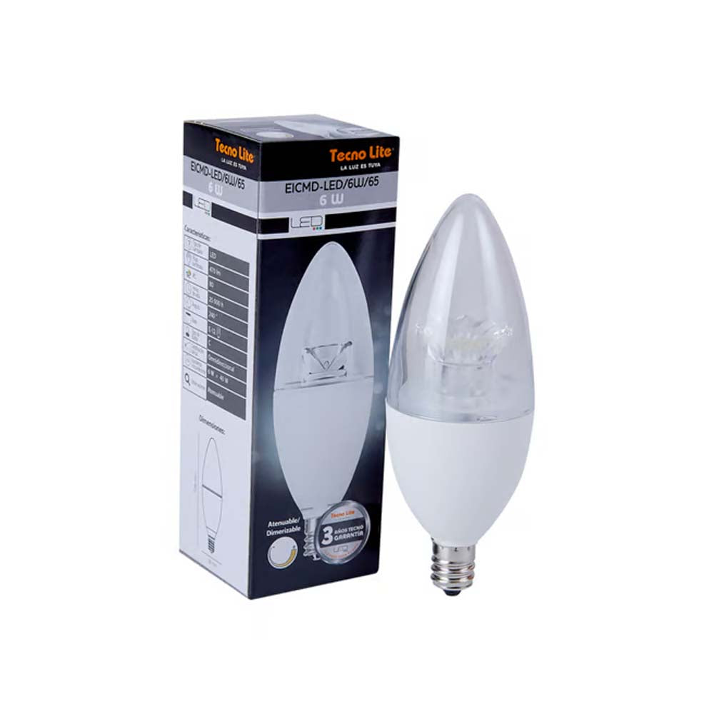 FOCO LED TECNOLITE TIPO VELA ATENUABLE 6W LUZ DE DÍA BASE E27 ***HAE2024***