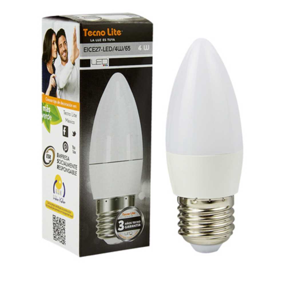 FOCO LED TECNOLITE TIPO VELA 4W LUZ DE DÍA BASE E27