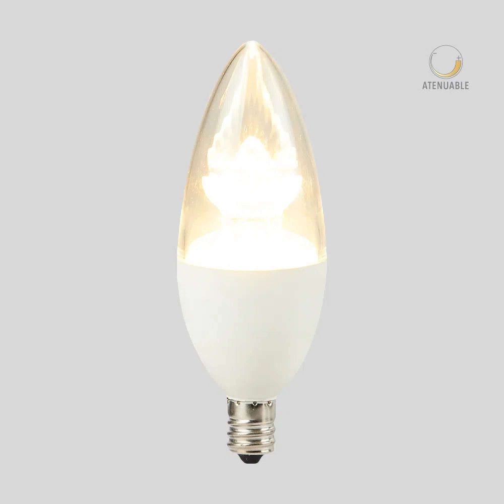 FOCO VELA B11 LED 6 W LUZ CALIDA BRILLANTE BASE E12 ATENUABLE