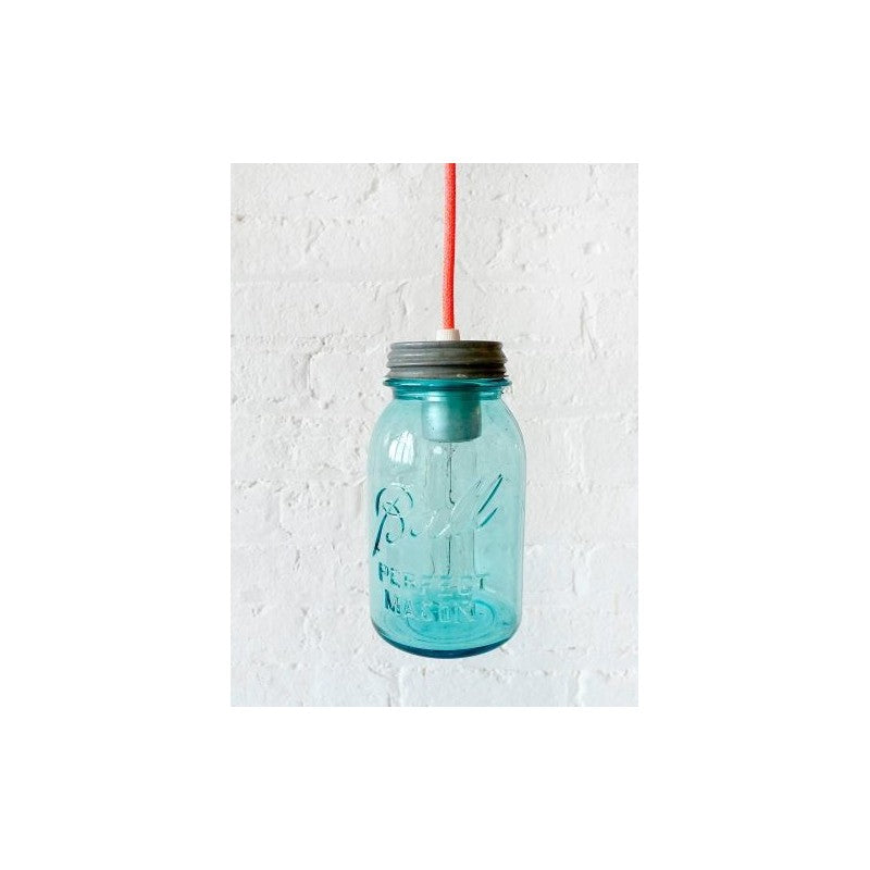 LAMPARA MASON JAR AZUL *** HA. LUMI ***