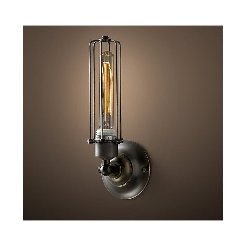LAMPARA VINTAGE INDUSTRIAL SCONCE LINED CAGE EDISON BLACK *** INCLUYE FOCO *** *** HAE ***