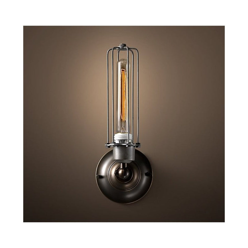 LAMPARA VINTAGE INDUSTRIAL SCONCE LINED CAGE EDISON BLACK *** INCLUYE FOCO *** *** HAE ***