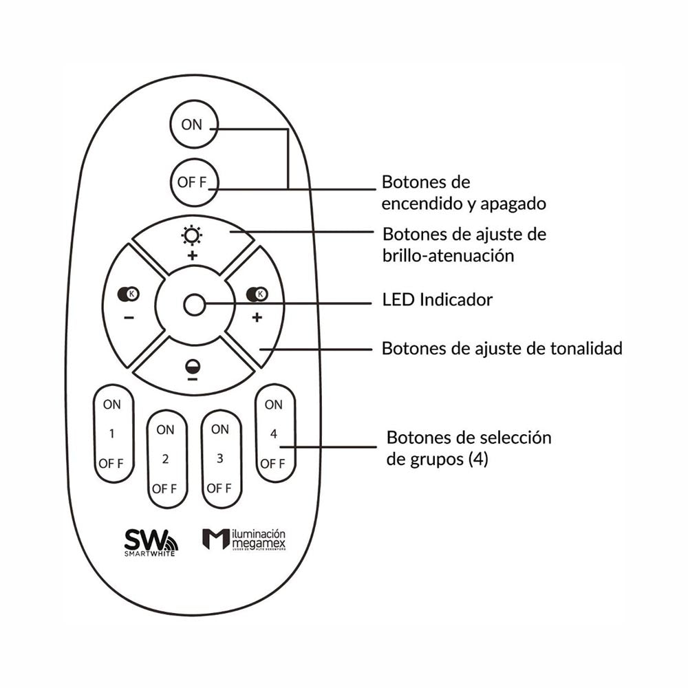 EMPOTRADO DE LED 18W 3000K A 6500K SMART WHITE ***NO INCLUYE CONTROL SWRC1*** ***HAE2025***