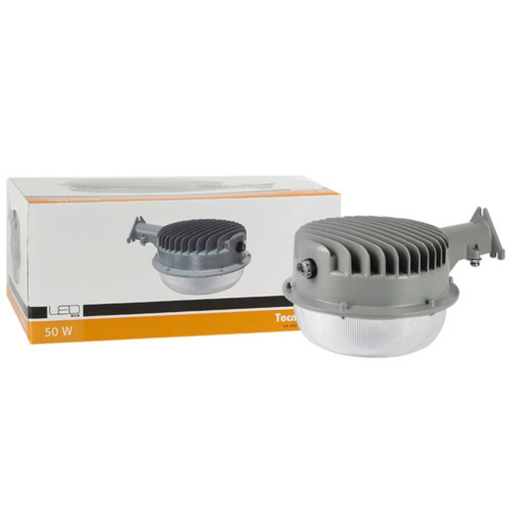 LAMPARA DE PARED ARBOTANTE CON FOTOCELDA LED 50 W LUZ DE DIA IP65 INDUSTRIAL EXTERIORES