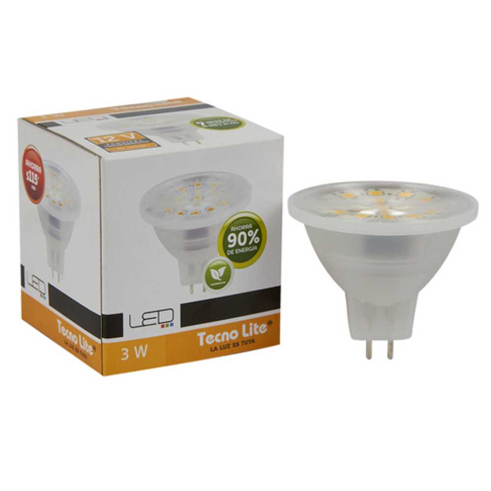 FOCO LED TECNOLITE TIPO MR16 3W LUZ SUAVE CÁLIDA BASE GX5.3 EXN-SMDLED/3W/30