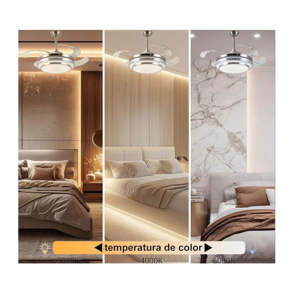 LAMPARA VENTILADOR TECHO 3 PASOS PLATA F500VL01A ***SIN T.E.***