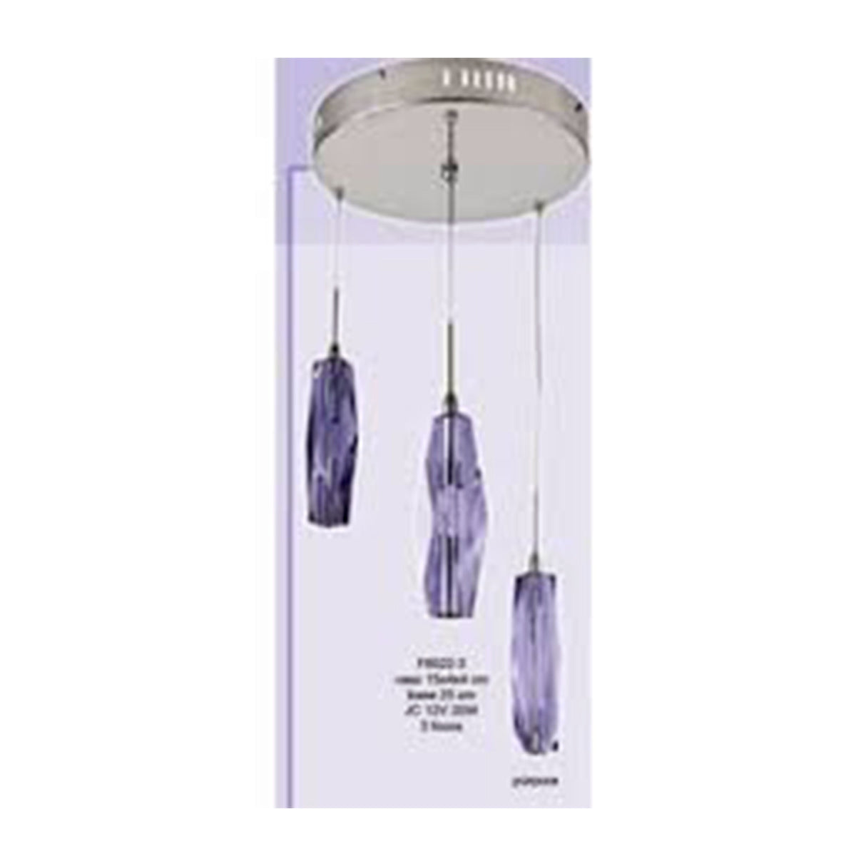 FHS6022-3 CANDIL ARTEMISA BCO- PURPLE 3 LUCES IIDSA *** HA. LUMI ***