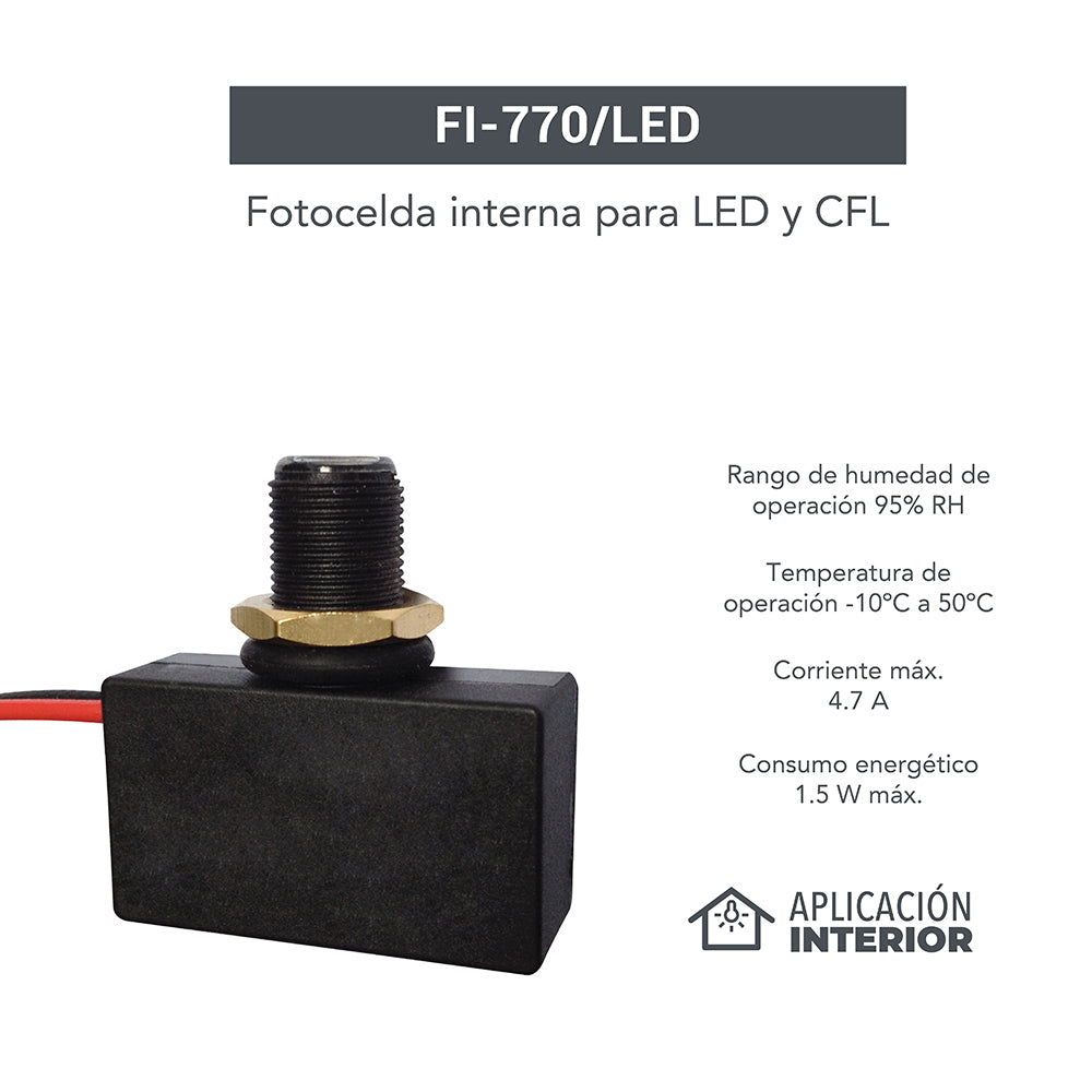 FOTOCELDA INTERNA P/CARGAS INCANDESCENTES, HALOGENAS Y LED