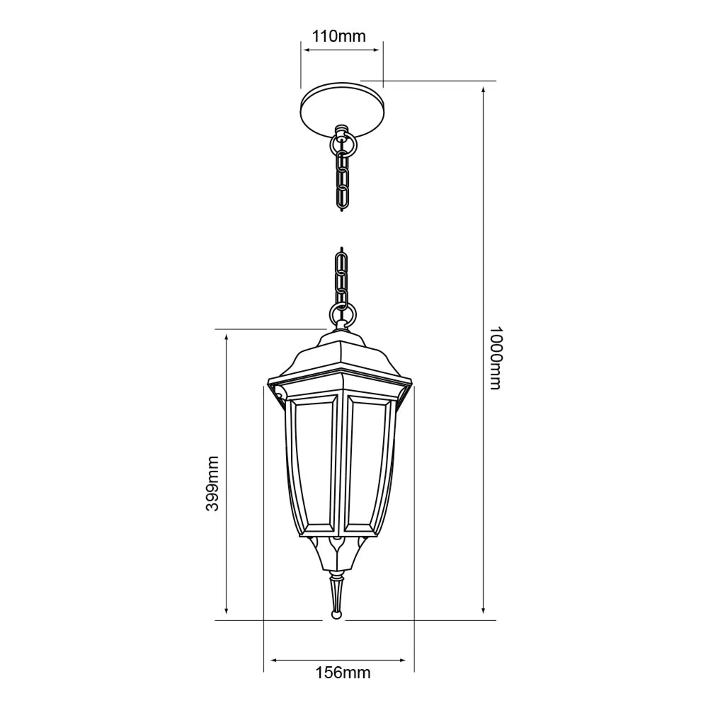 FAROL DE EXTERIOR PARA SUSPENDER SANTIAGO TECNOLITE 26W BASE E27