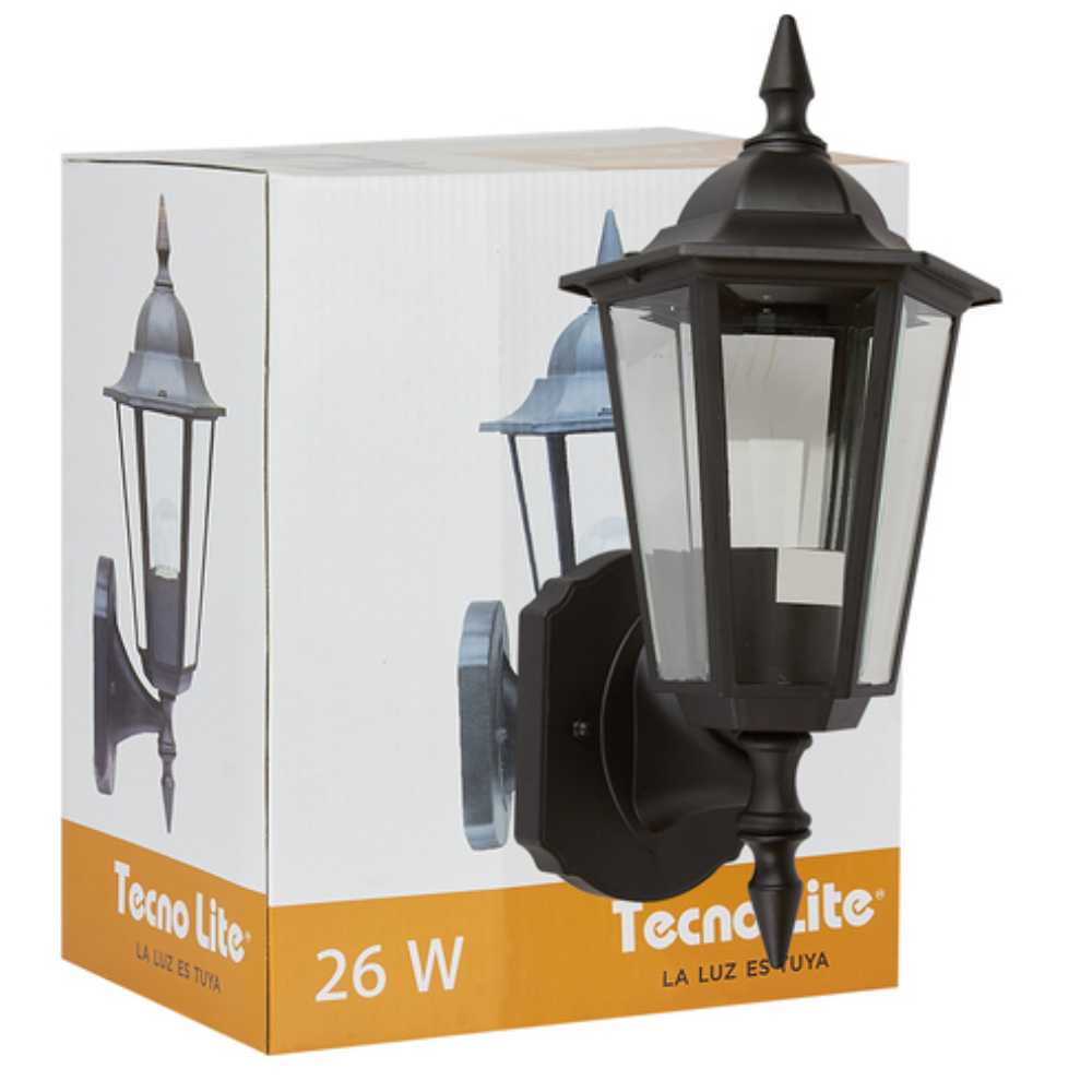 FAROL DE EXTERIOR SAN REMO TECNOLITE PARA SOBREPONER 26W BASE E27 NEGRO