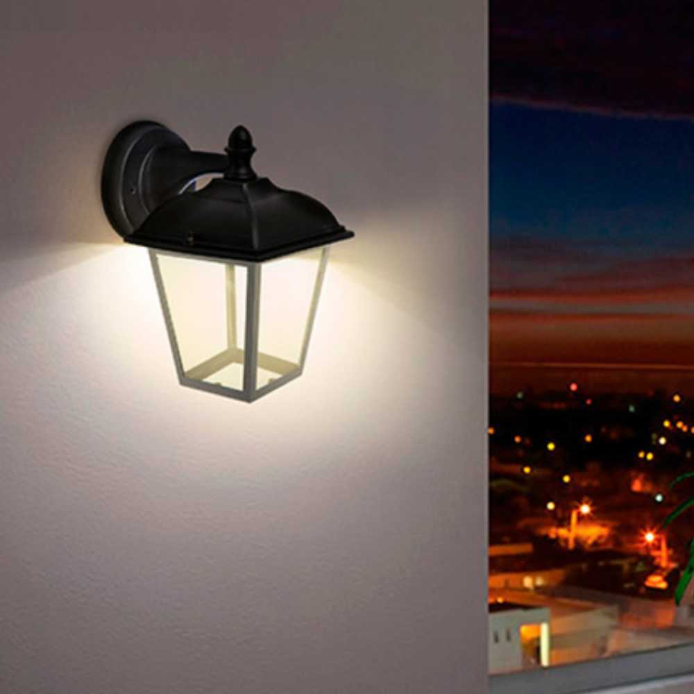LAMPARA LED DE PARED ARBOTANTE TIPO FAROL EXTERIOR 8.5 W LUZ CALIDA BRILLANTE IP44 LED INTEGRADO