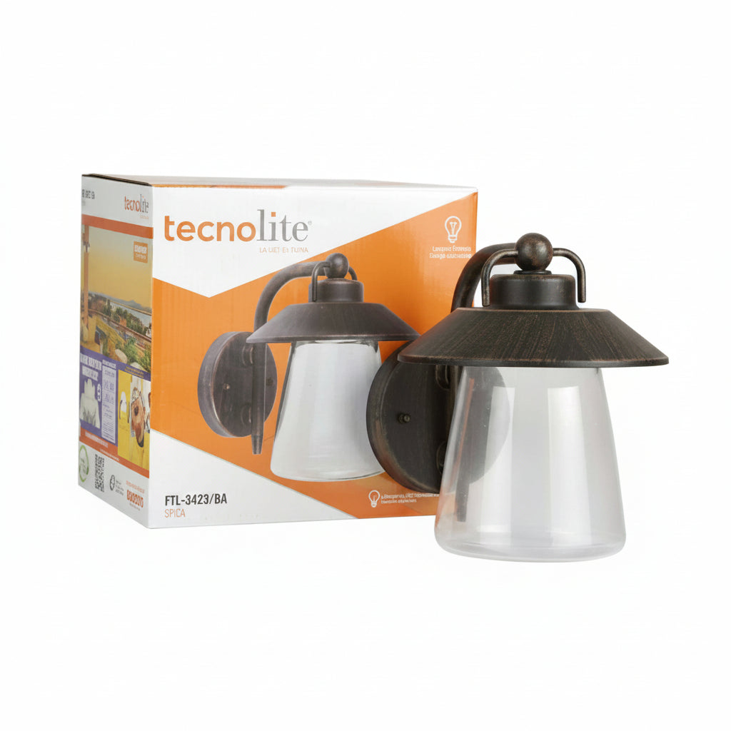 LAMPARA DE PARED ARBOTANTE TIPO FAROL EXTERIOR POTENCIA MAX. 60 W BASE E27 IP44 NO INCLUYE FOCO FTL-3423/BA
