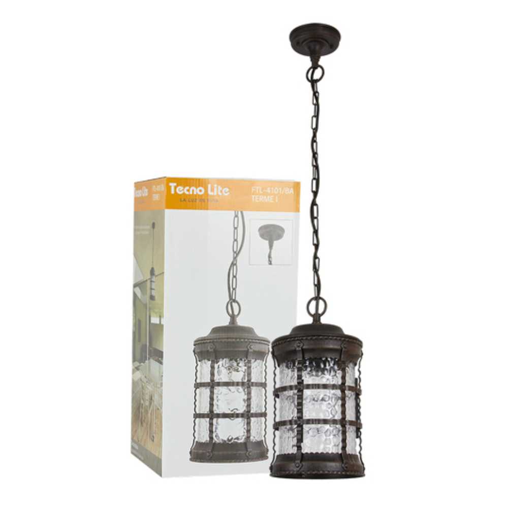 LAMPARA COLGANTE TIPO FAROL EXTERIOR 94 CM DE ALTURA POTENCIA MAX. 60 W BASE E27 IP44 NO INCLUYE FOCO